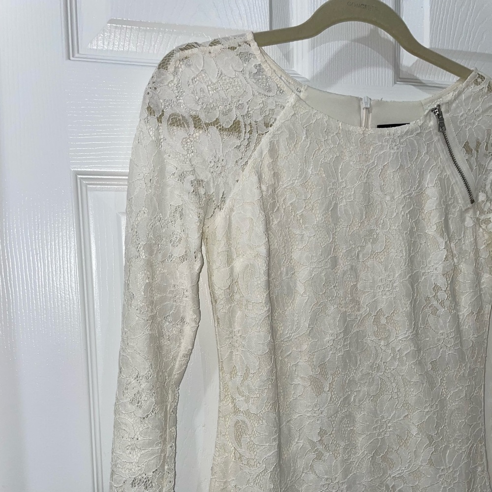 💰3 For $25 💰Armani Exchange Off White Lace Mini Dress SZ 0 - Picture 2 of 9